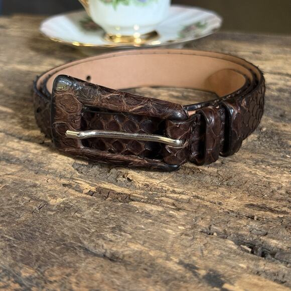 Claudio Orciani Beautiful Brown Real Python Snake Belt Made In Italy 80-37”Mint. - Picture 1 of 11